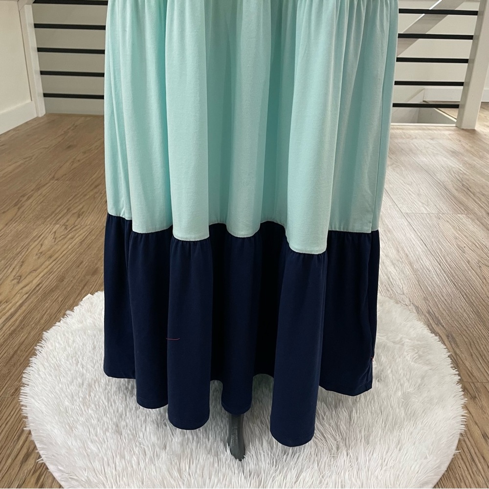 NWT SP, L Lands’ End, pink and blue color block sleeveless stretchy maxi dress - Picture 4 of 6